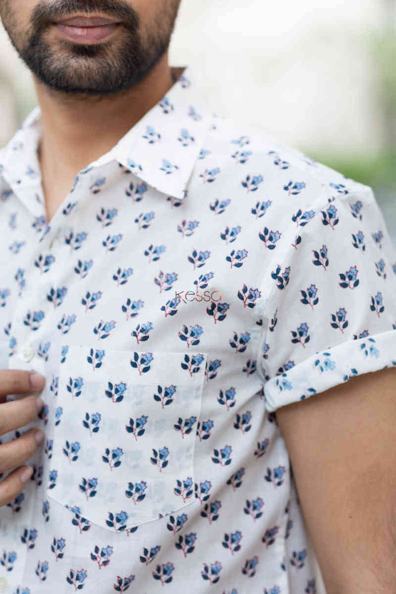 Image for Kusvaa Awk43 Divit Block Print Half Sleeves Shirt Closeup