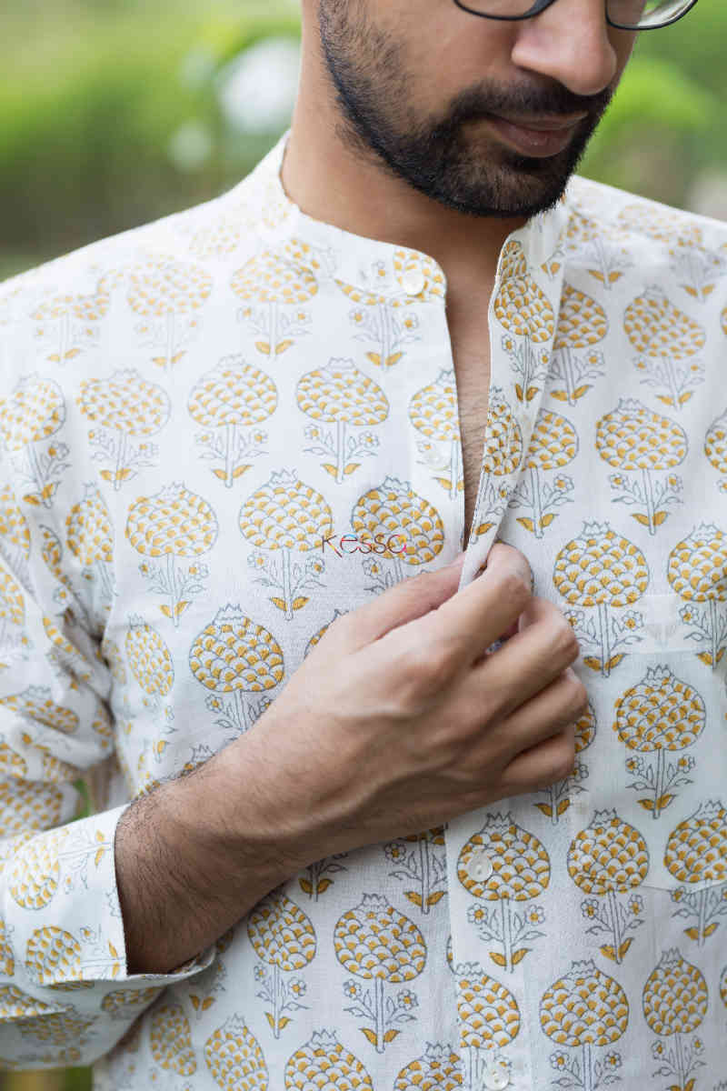 Image for Kusvaa Awk45 Gyanav Block Print Full Sleeves Shirt Closeup