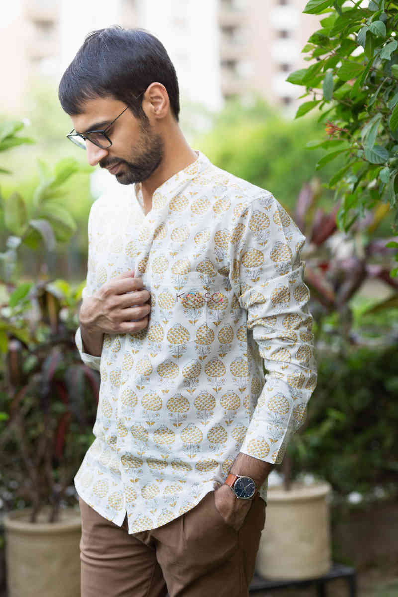 Image for Kusvaa Awk45 Gyanav Block Print Full Sleeves Shirt Side