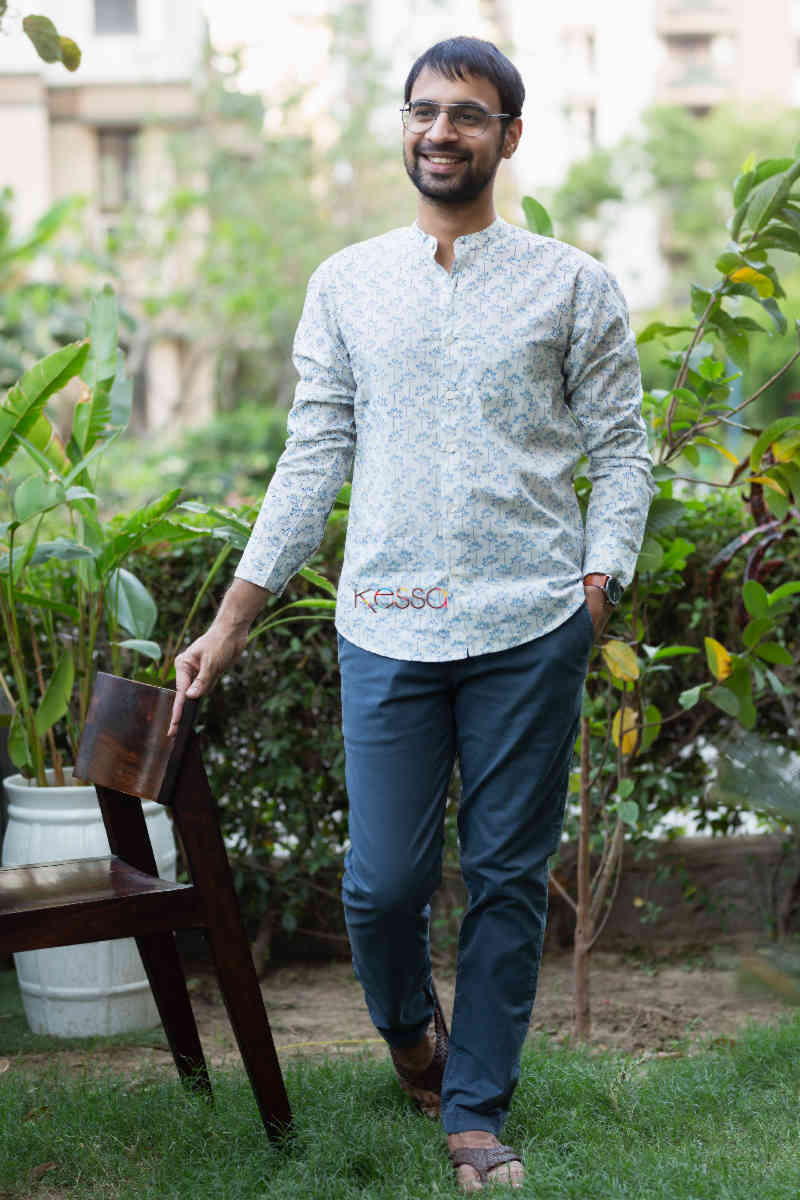 Image for Kusvaa Awk46 Harit Block Print Full Sleeves Shirt Front