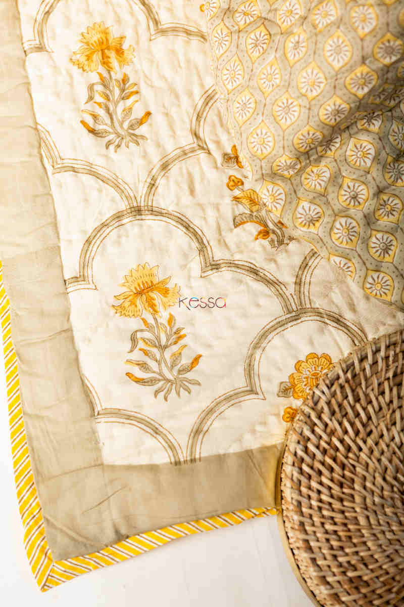 Image for Kusvaa Kaq173 Teak Brown Double Bed Quilt Closeup