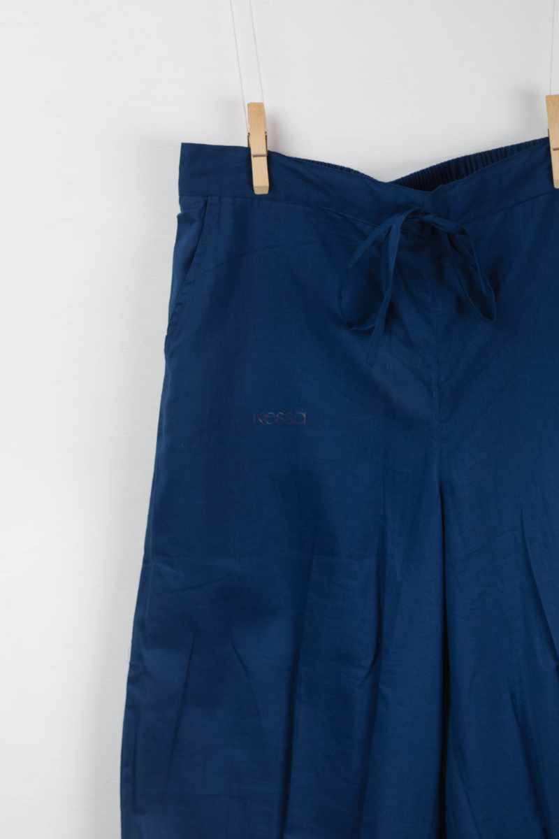 Image for Kusvaa Sap14 Pleated Cotton Salwar Indigo Front