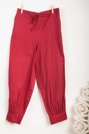 Image for Kusvaa Sap14 Pleated Cotton Salwar Maroon Featured