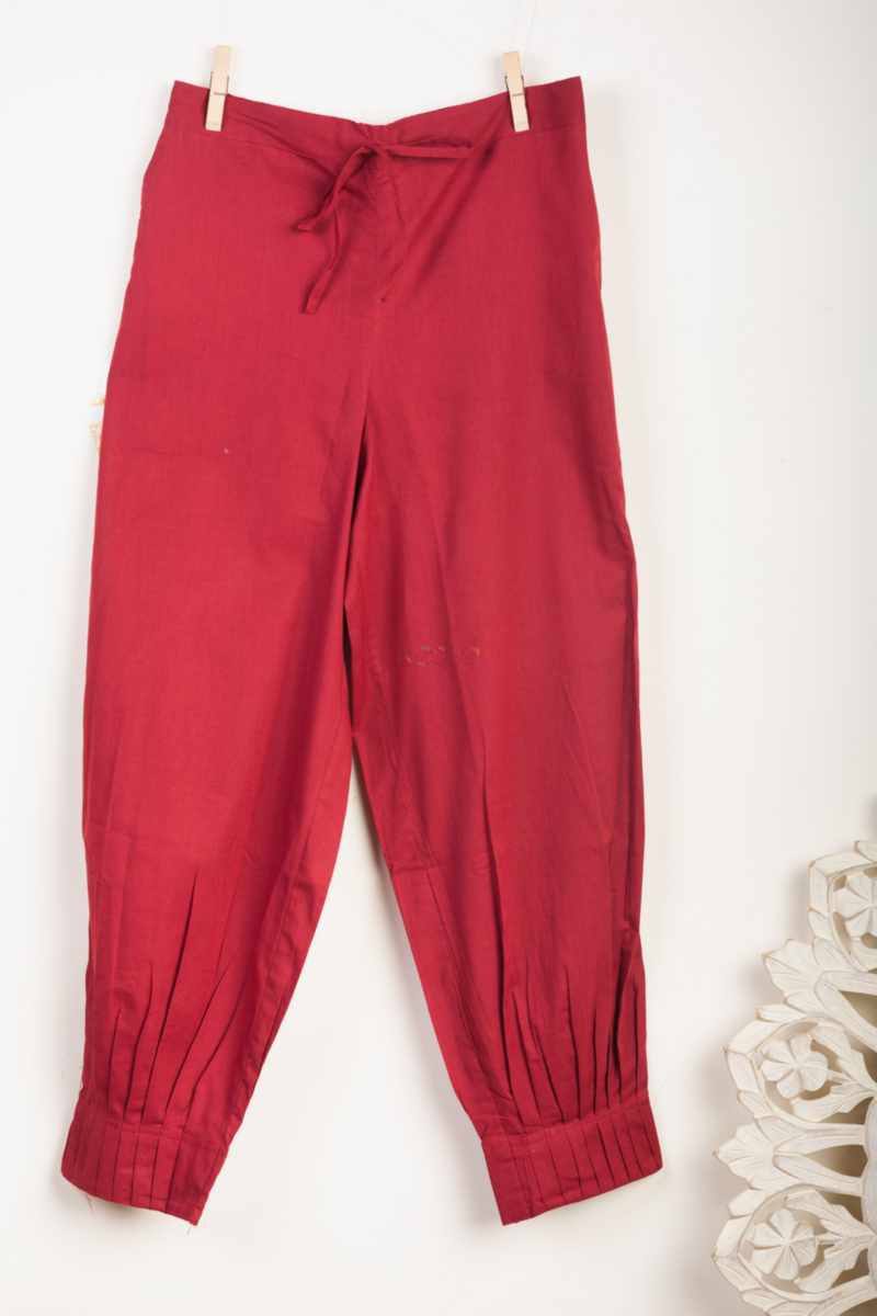 Image for Kusvaa Sap14 Pleated Cotton Salwar Maroon Featured