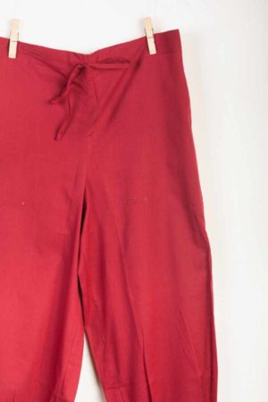 Image for Kusvaa Sap14 Pleated Cotton Salwar Maroon Side