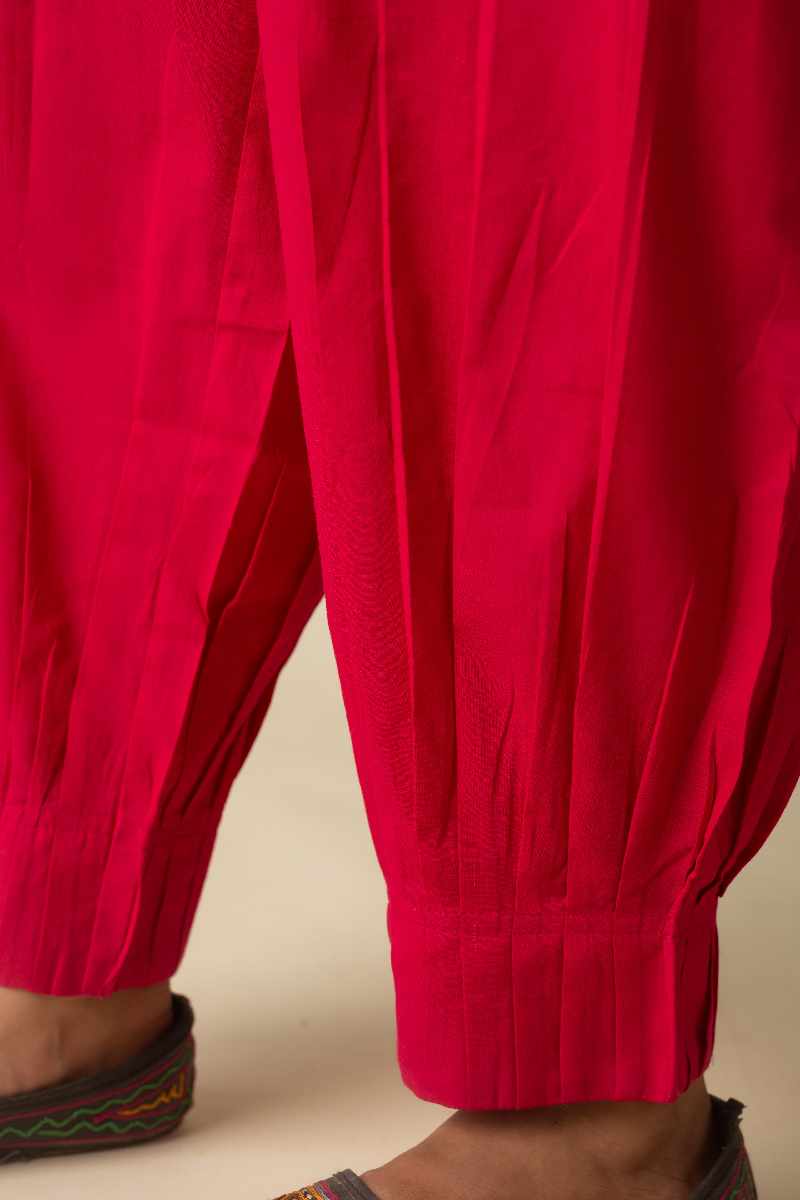 Image for Kusvaa Sap14 Pleated Cotton Salwar Mjpink Closeup Reshoot