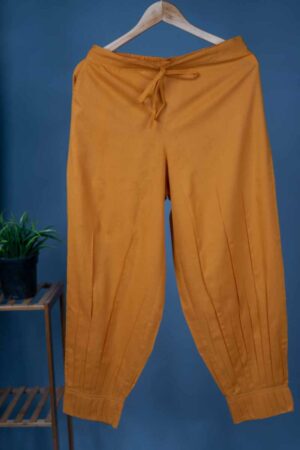 Image for Kusvaa Sap14 Pleated Cotton Salwar Mustard Side