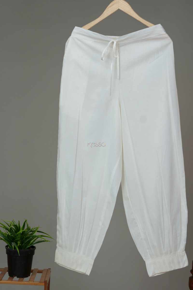 Image for Kusvaa Sap14 Pleated Cotton Salwar Off White Featured