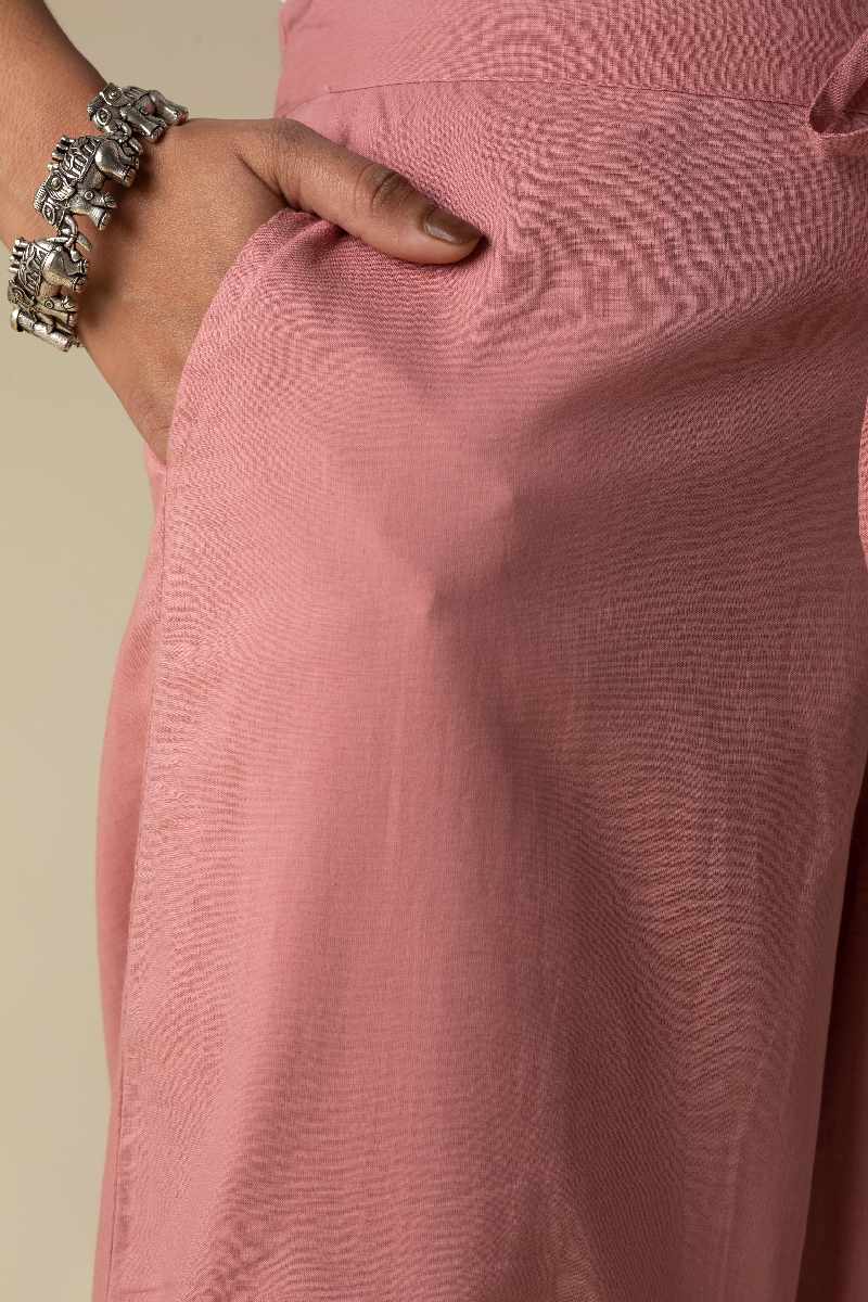 Image for Kusvaa Sap14 Pleated Cotton Salwar Onionpink Side Reshoot