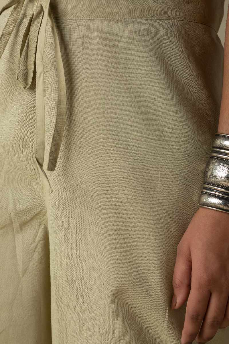 Image for Kusvaa Sap14 Pleated Cotton Salwar Pistagreen Side Reshoot