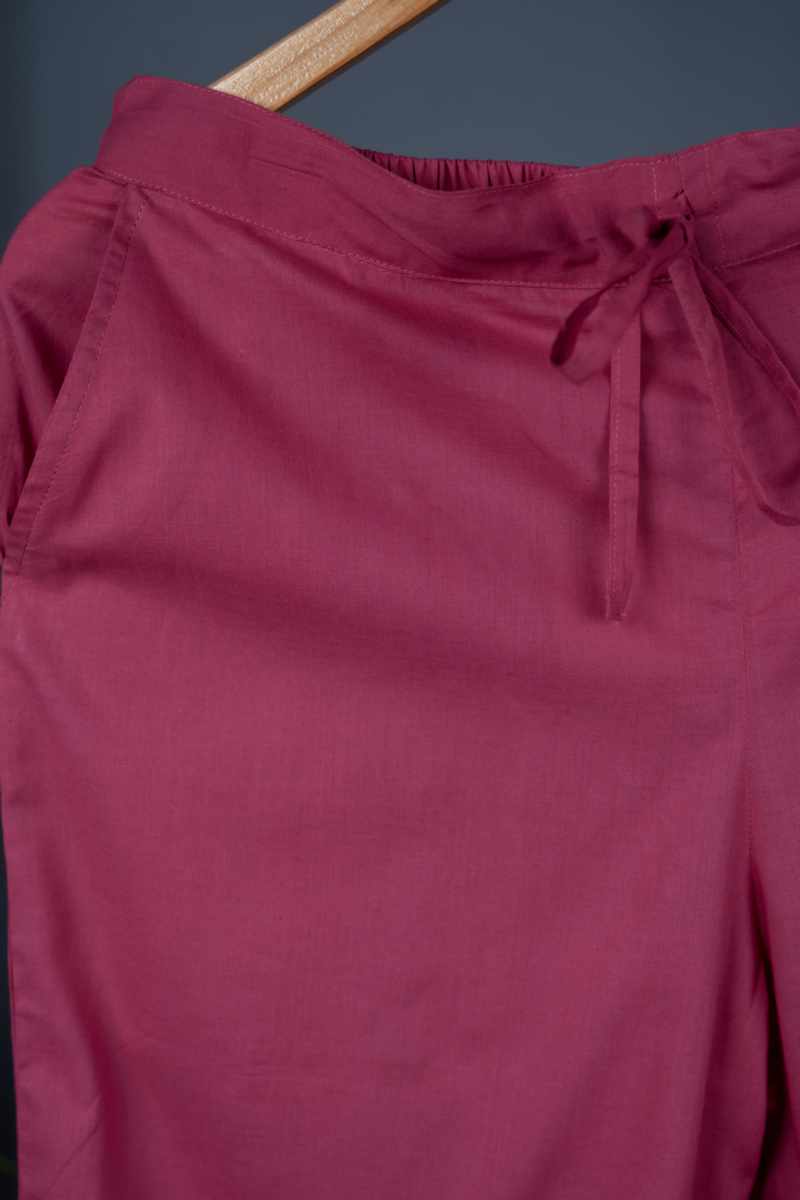 Image for Kusvaa Sap14 Pleated Cotton Salwar Rose Pink Front