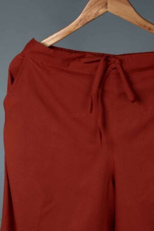 Image for Kusvaa Sap14 Pleated Cotton Salwar Rust Closeup