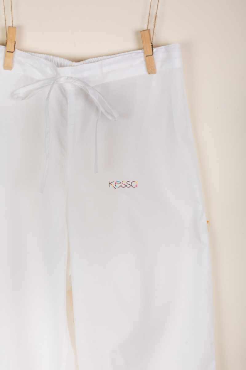 Image for Kusvaa Sap14 Pleated Cotton Salwar White Closeup