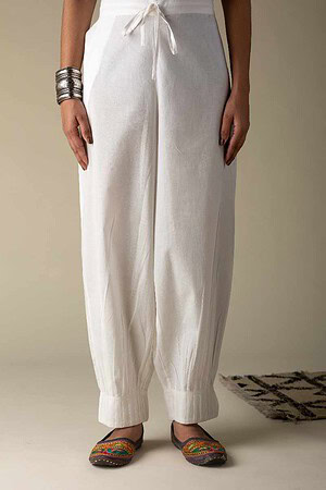 Image for Kusvaa Sap14 Pleated Cotton Salwar White Featured New