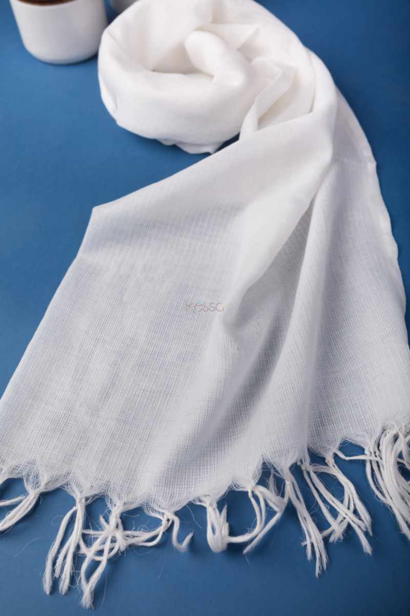 Image for Kusvaa Srdupatta05 White Cotton Kota Doria Dupatta Front