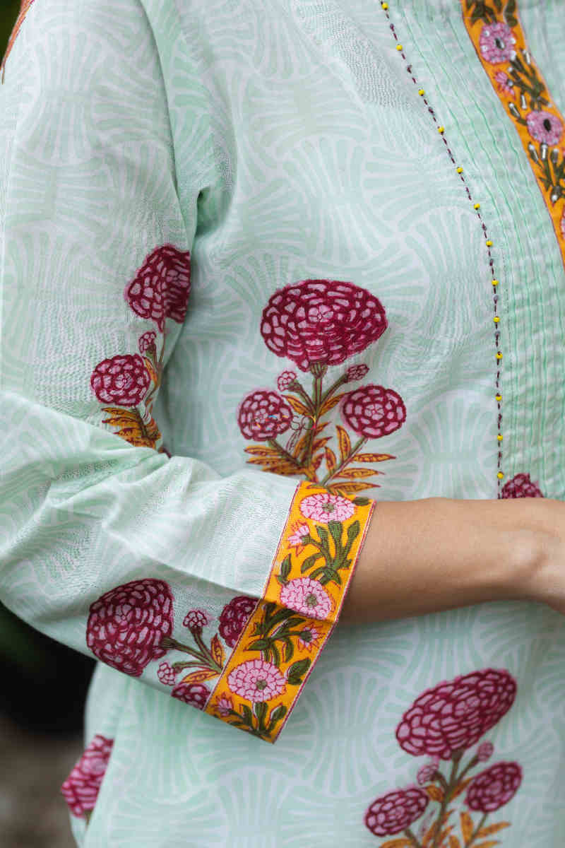 Image for Kusvaa Vcr106 Dhira Straight Fit Kurta With Kota Doria Dupatta Sleeves