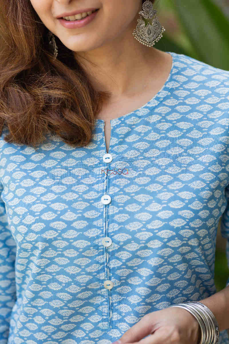 Image for Kusvaa Vcr108 Dharma Cotton Regular Straight Kurta Neck