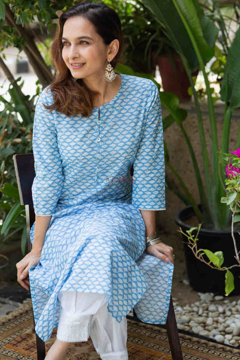 Image for Kusvaa Vcr108 Dharma Cotton Regular Straight Kurta Sitting