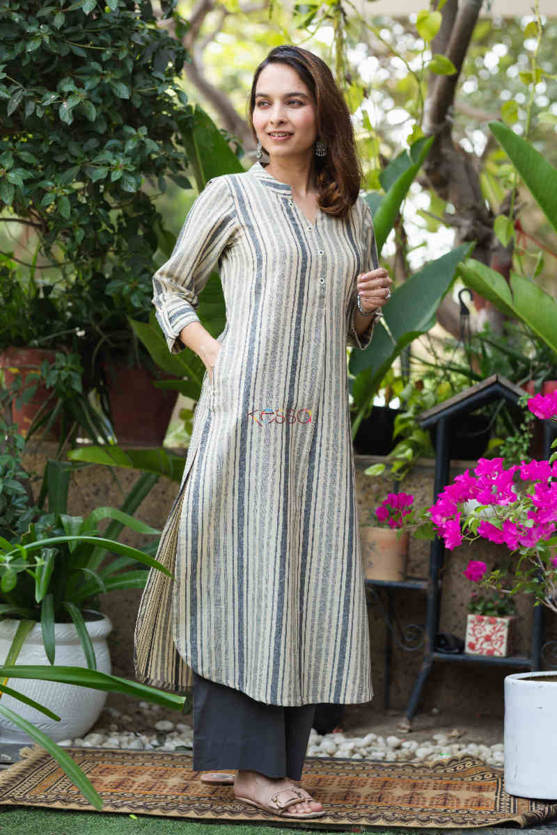 Image for Kusvaa Ws825 Shyla Handloom Cotton Straight Kurta Side