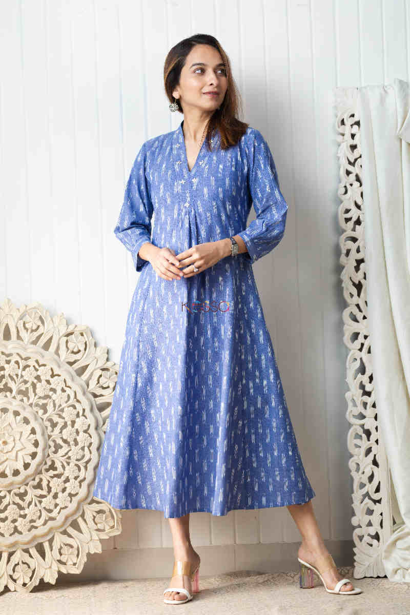 Image for Kusvaa Ws828 Dhanya Handloom Ikkat A Line Dress Featured