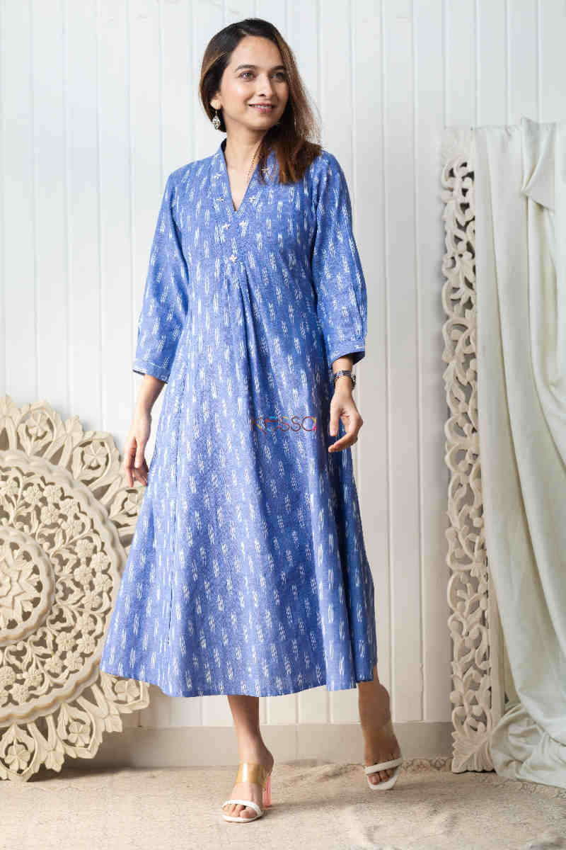 Image for Kusvaa Ws828 Dhanya Handloom Ikkat A Line Dress Front