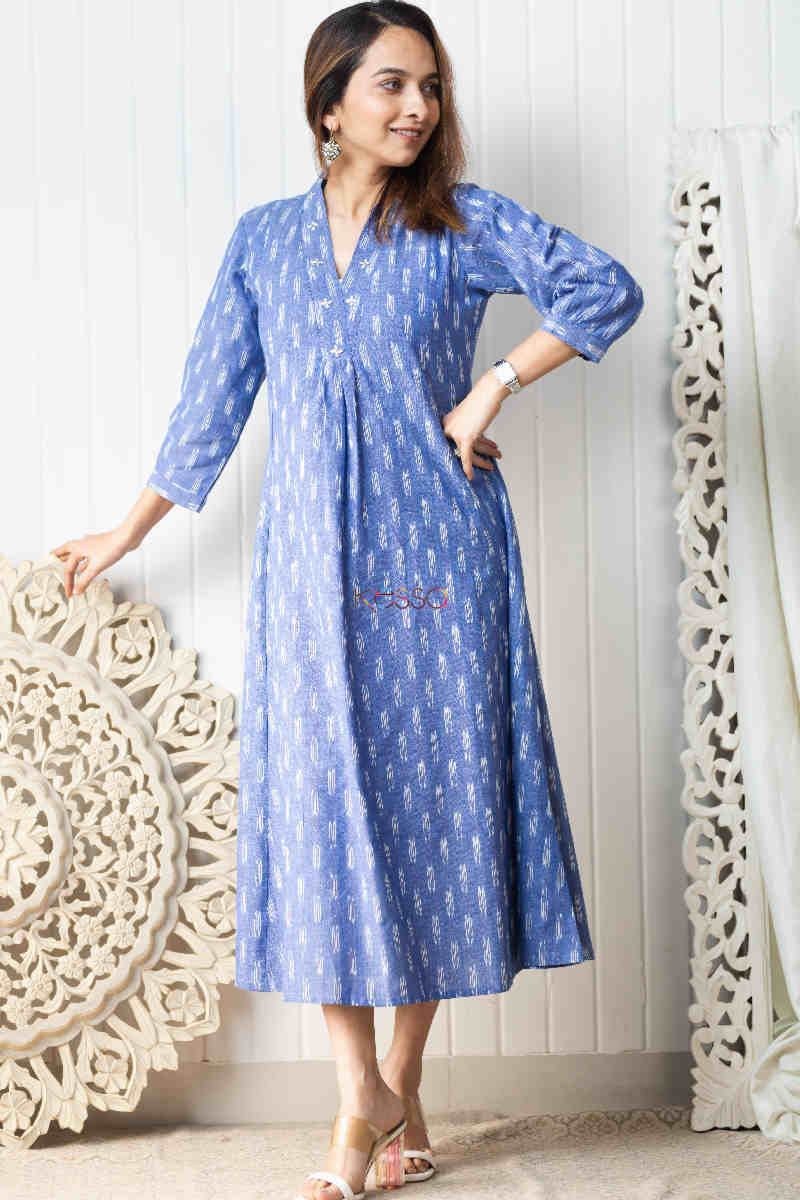 Image for Kusvaa Ws828 Dhanya Handloom Ikkat A Line Dress Look 1