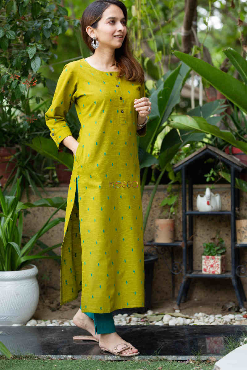 Image for Kusvaa Ws830 Durba South Cotton Dobby Kurta Side