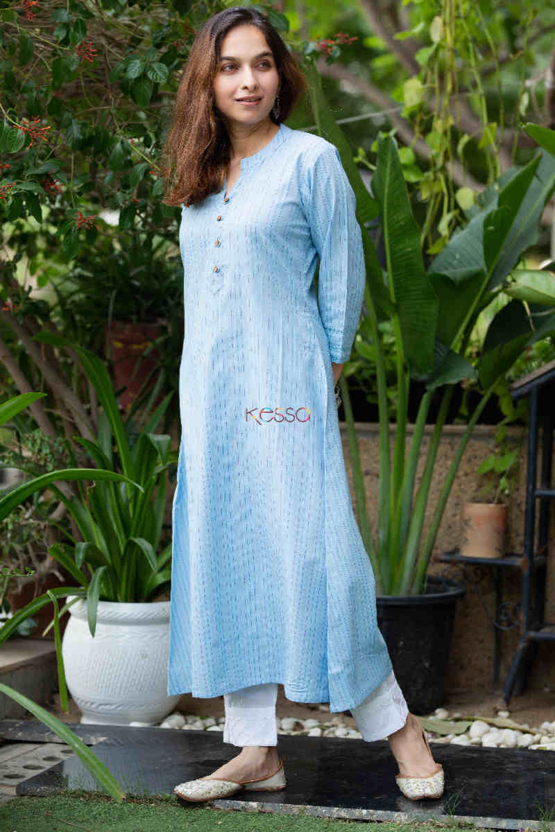 Image for Kusvaa Ws836 Cotton Dobby Straight Fit Regular Kurta Look