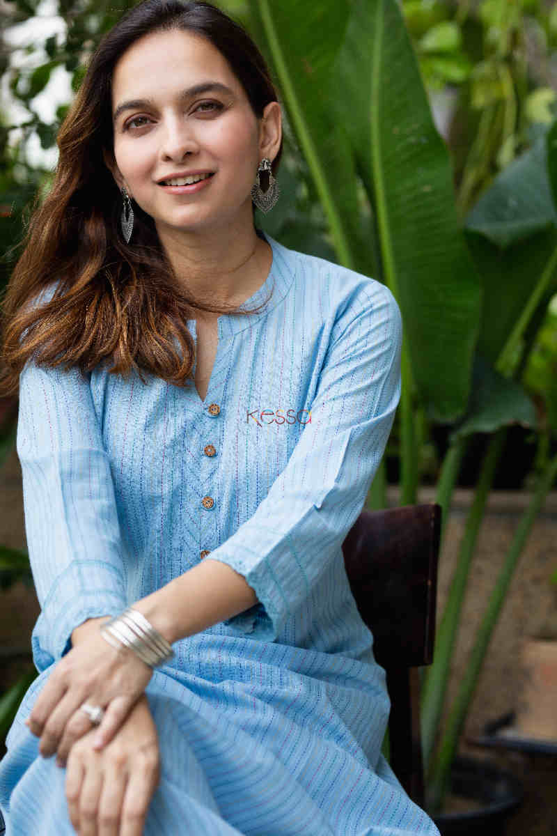 Image for Kusvaa Ws836 Cotton Dobby Straight Fit Regular Kurta Sitting