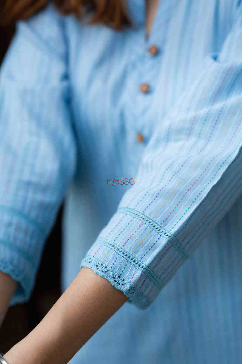 Image for Kusvaa Ws836 Cotton Dobby Straight Fit Regular Kurta Sleeves