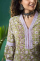 Image for Kusvaa Wsr278 Aparna Block Print Straight Kurta0 Neck