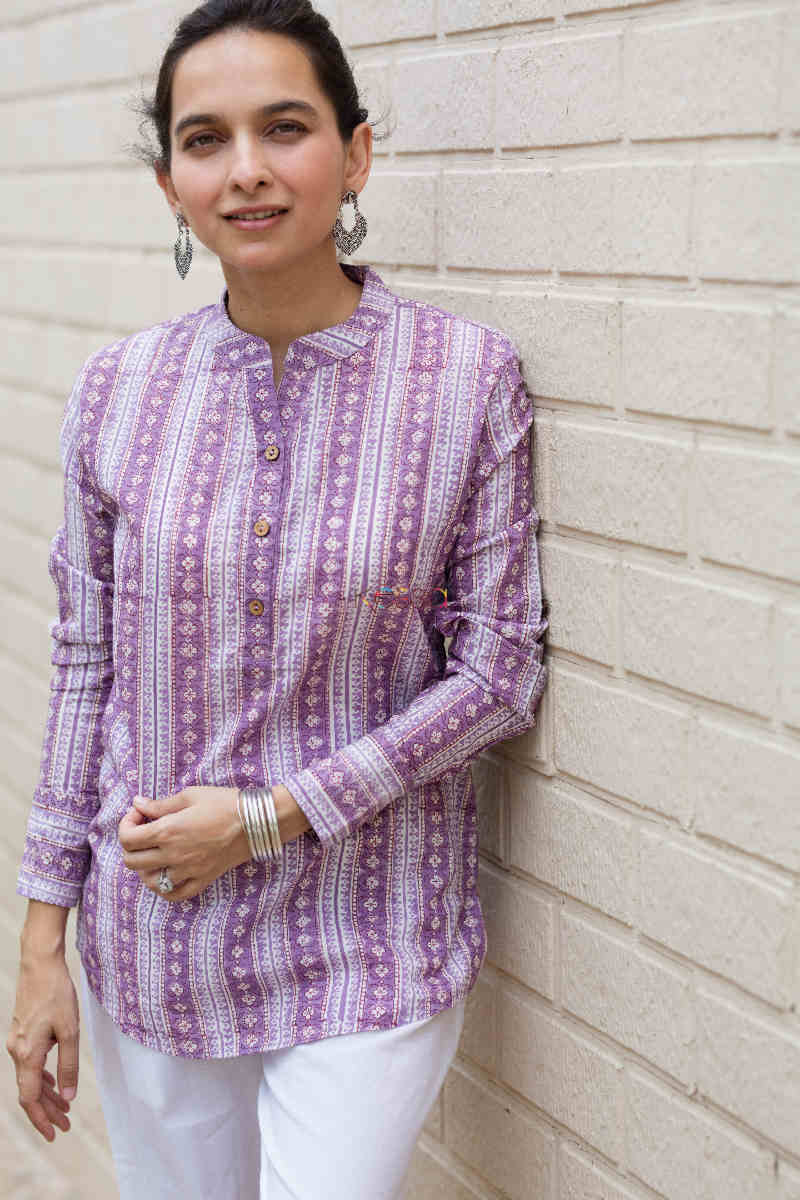 Image for Kusvaa Wsr279 Iha Block Print Short Kurti Look