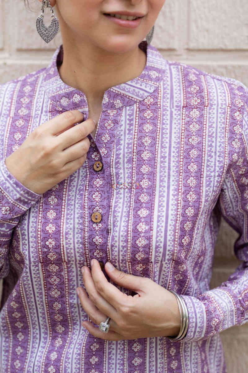 Image for Kusvaa Wsr279 Iha Block Print Short Kurti Neck