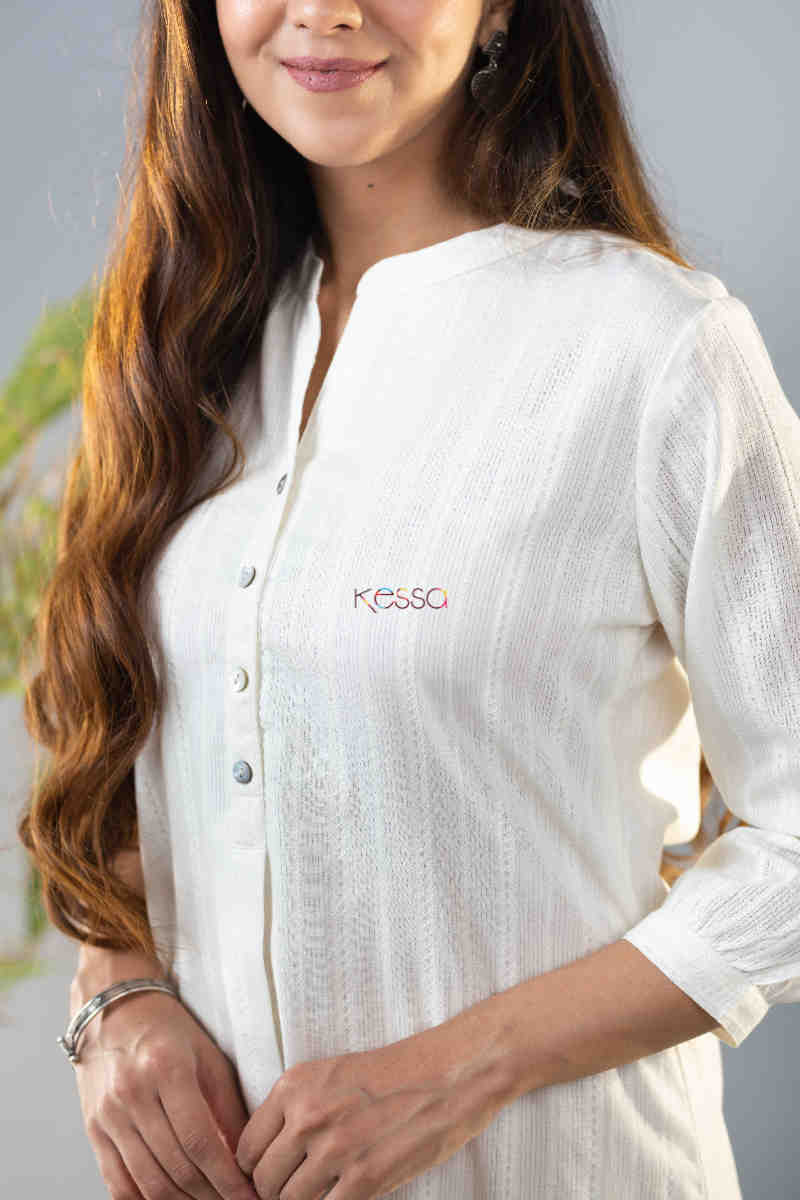 Image for Kusvaa Avdaf120 Reva Dobby Short Kurta With Salwar Closeup