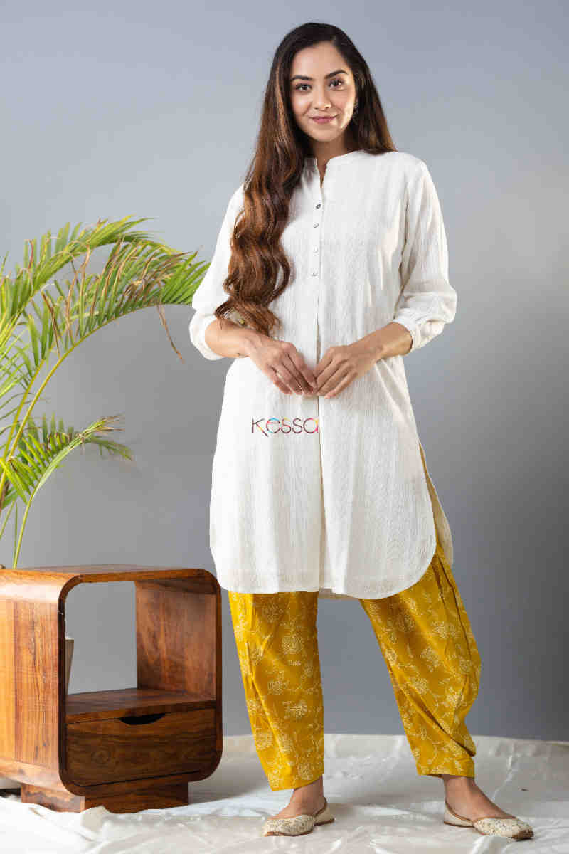 Image for Kusvaa Avdaf120 Reva Dobby Short Kurta With Salwar Front
