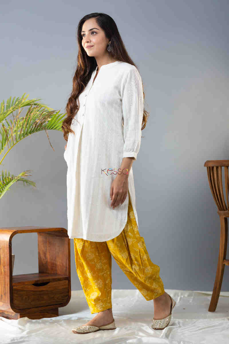 Image for Kusvaa Avdaf120 Reva Dobby Short Kurta With Salwar Right