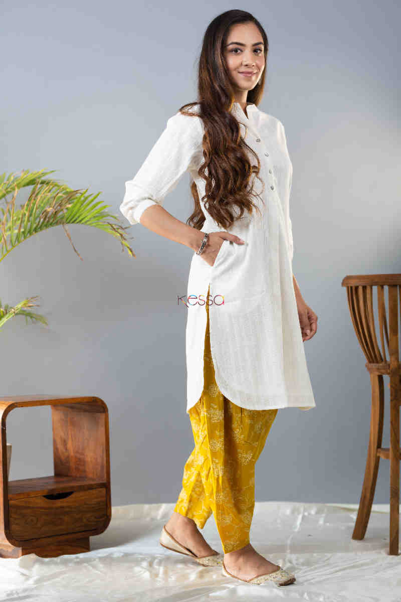 Image for Kusvaa Avdaf120 Reva Dobby Short Kurta With Salwar Side