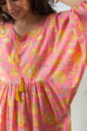 Image for Kusvaa Avdaf123 Katie Flowery Bright Pink Cotton Dress Closeup