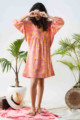 Image for Kusvaa Avdaf123 Katie Flowery Bright Pink Cotton Dress Look