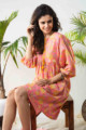 Image for Kusvaa Avdaf123 Katie Flowery Bright Pink Cotton Dress Sitting 1