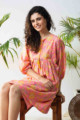 Image for Kusvaa Avdaf123 Katie Flowery Bright Pink Cotton Dress Sitting