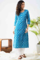 Image for Kusvaa De128 Ayyai Screen Printed Straight Fit Kurta Front 1