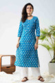 Image for Kusvaa De128 Ayyai Screen Printed Straight Fit Kurta Front