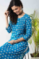 Image for Kusvaa De128 Ayyai Screen Printed Straight Fit Kurta Sitting