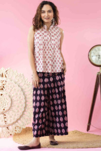 Image for Kusvaa Kcb49 Aarya Top And Pant Bagh Print Set Featured