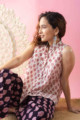 Image for Kusvaa Kcb49 Aarya Top And Pant Bagh Print Set Sitting