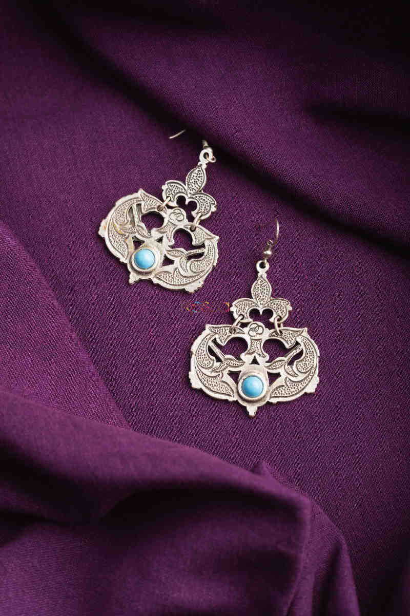 Image for Kusvaa Kpe155 Turkish Tribal Earrings Blue