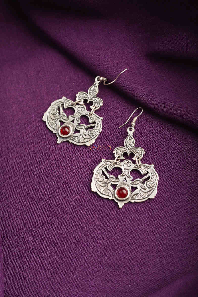 Image for Kusvaa Kpe155 Turkish Tribal Earrings Red