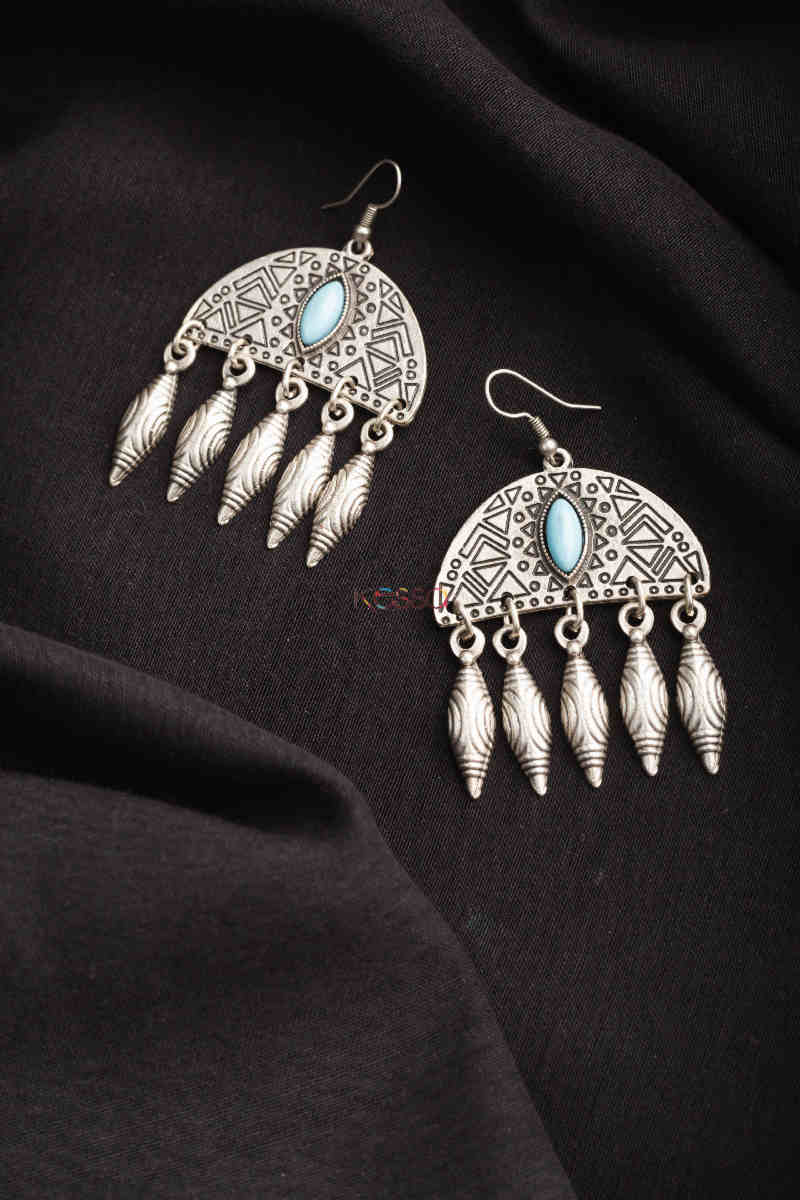 Image for Kusvaa Kpe161 Turkish Tribal Earrings 1 Blue
