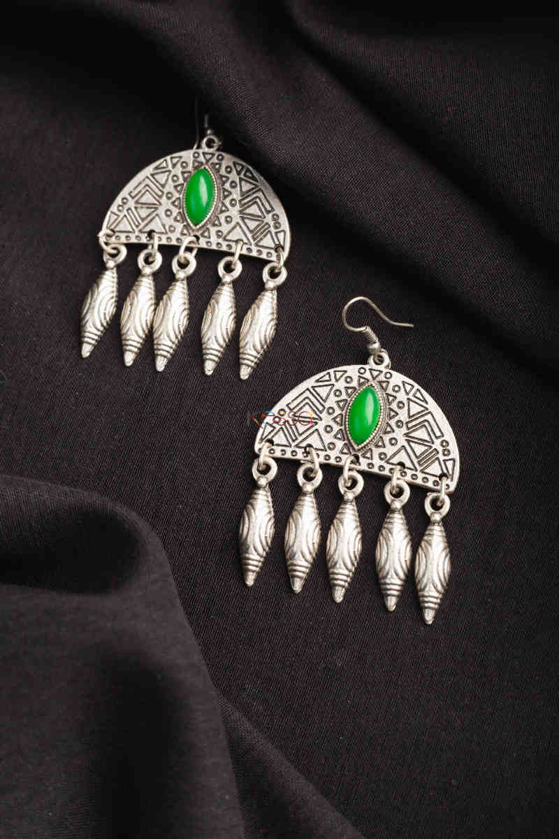 Image for Kusvaa Kpe161 Turkish Tribal Earrings 1 Green